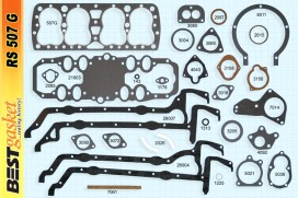 Ford V8 21 Stud Gasket set, V1002, Ford# 40-6051B, McCord 5842, Fitz 1420