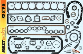 Buick 8 cylinder 60, 70, 80, 90 Series Gasket Set, Victor V1009, V1032, V1052, Best 519G