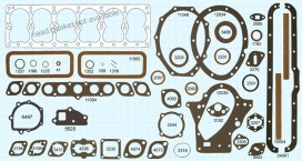 Dodge / Plymouth 6 cylinder 1933-34 Gasket Set, Victor V886, McCord 5766 Mopar# 602539, Fitz 1293