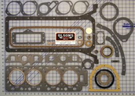 engine gasket set for Continental E201, E208, E400 engine. Used in several Massey Harris and Massey Ferguson tractors